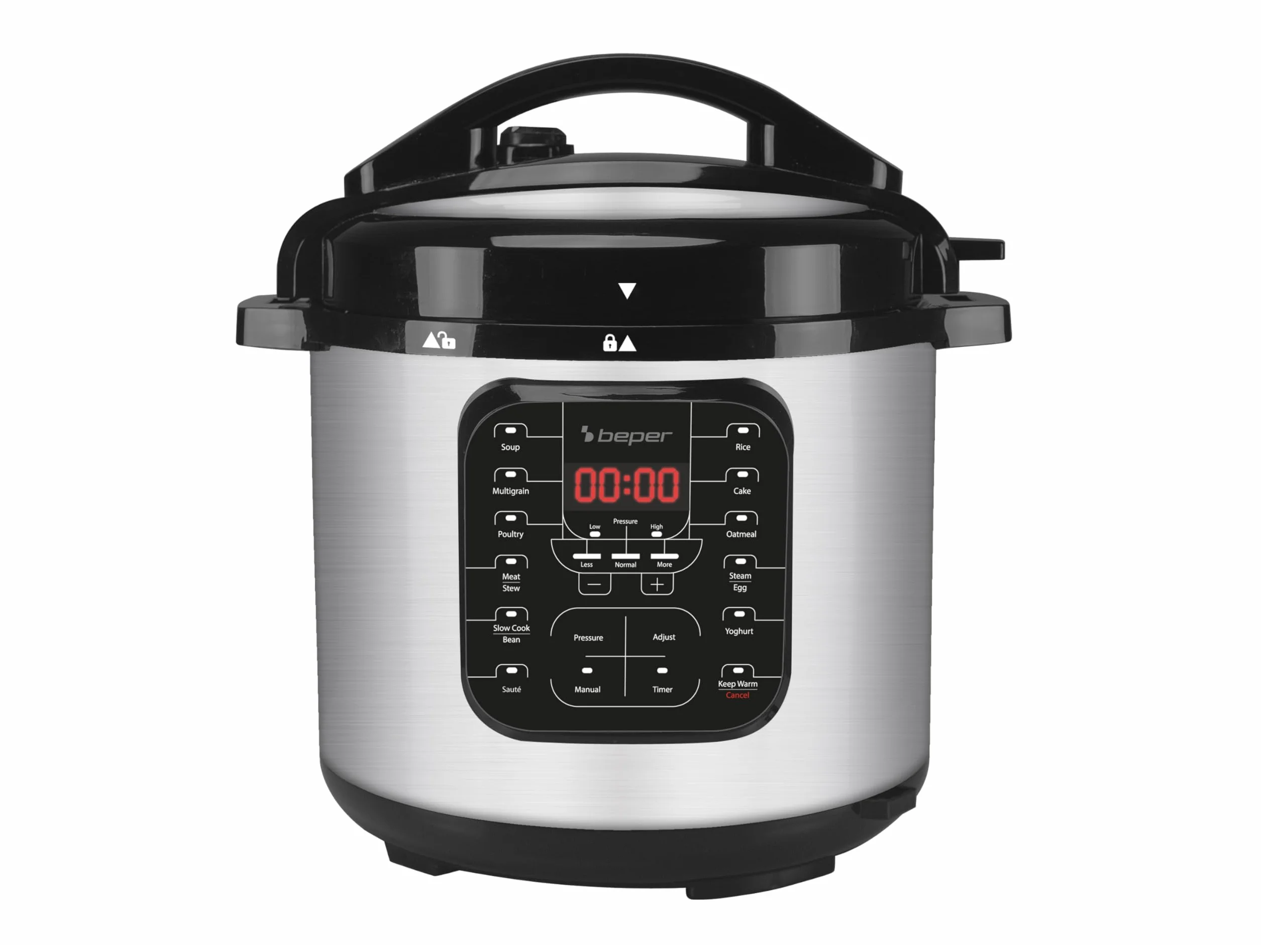 BEPER P101COS001 Multikocher, Elektrischer Schnellkochtopf, Dampfkochtopf 6 Liter- Elektrischer Schnellkochtopf mit 15 Kochprogrammen