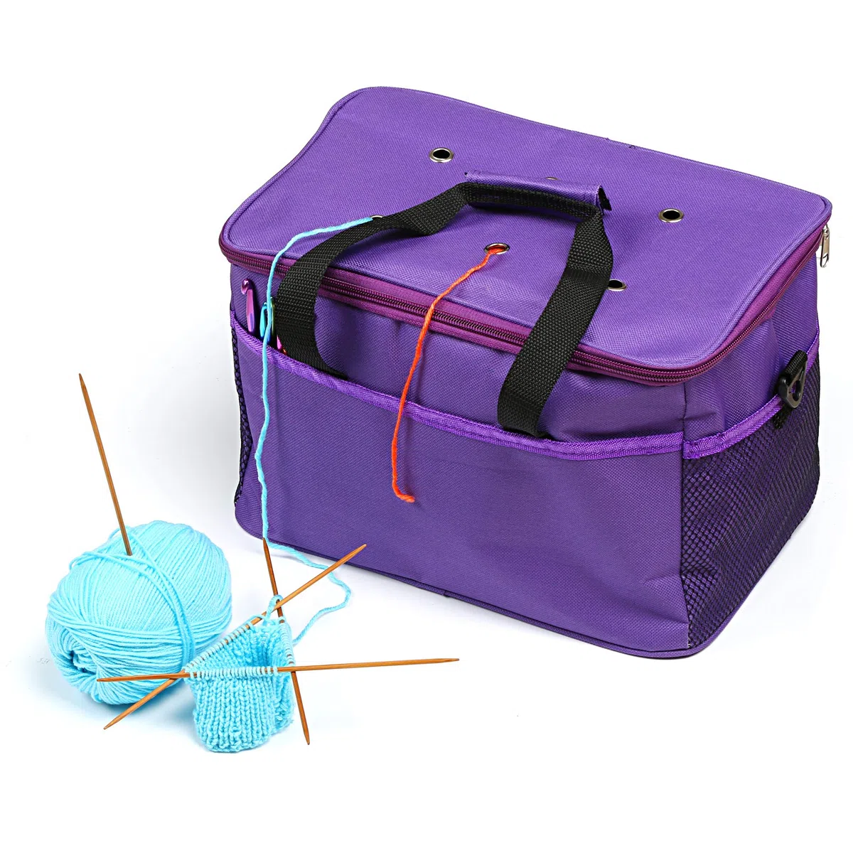 LEMESO STRICKTASCHE ZUR AUFBEWAHRUNG VON Wolle Aufbewahrungstasche für Wolle Stricknadeln Häkelnadeln Set Zubehör zum Transportieren von Strick-/Häkeln