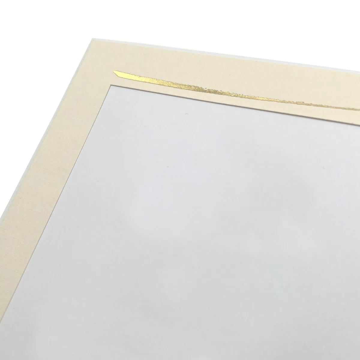 100 Stück Endlosleporello für Bilder 13x18 cm (Hochformat) Leinen beige "Pinselstrich Goldprägung", nach Bedarf teilbar, für Hochzeit, Jubiläum, Geburtstag, goldene Hochzeit