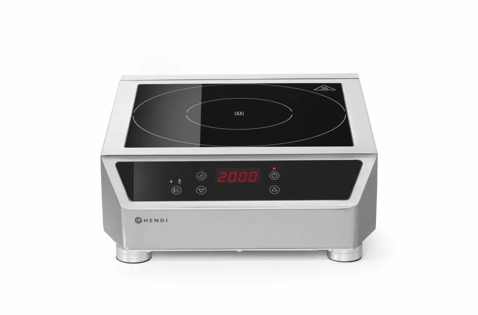 HENDI Induktionskocher, 3500 D, für Pfannen mit Bodendurchmesser ø140 bis ø280mm, Temperaturbereich: 60° bis 240°C, Induktionskochfeld, 230V/3500W, 340x440x(H)120mm, Edelstahl, Hartglas