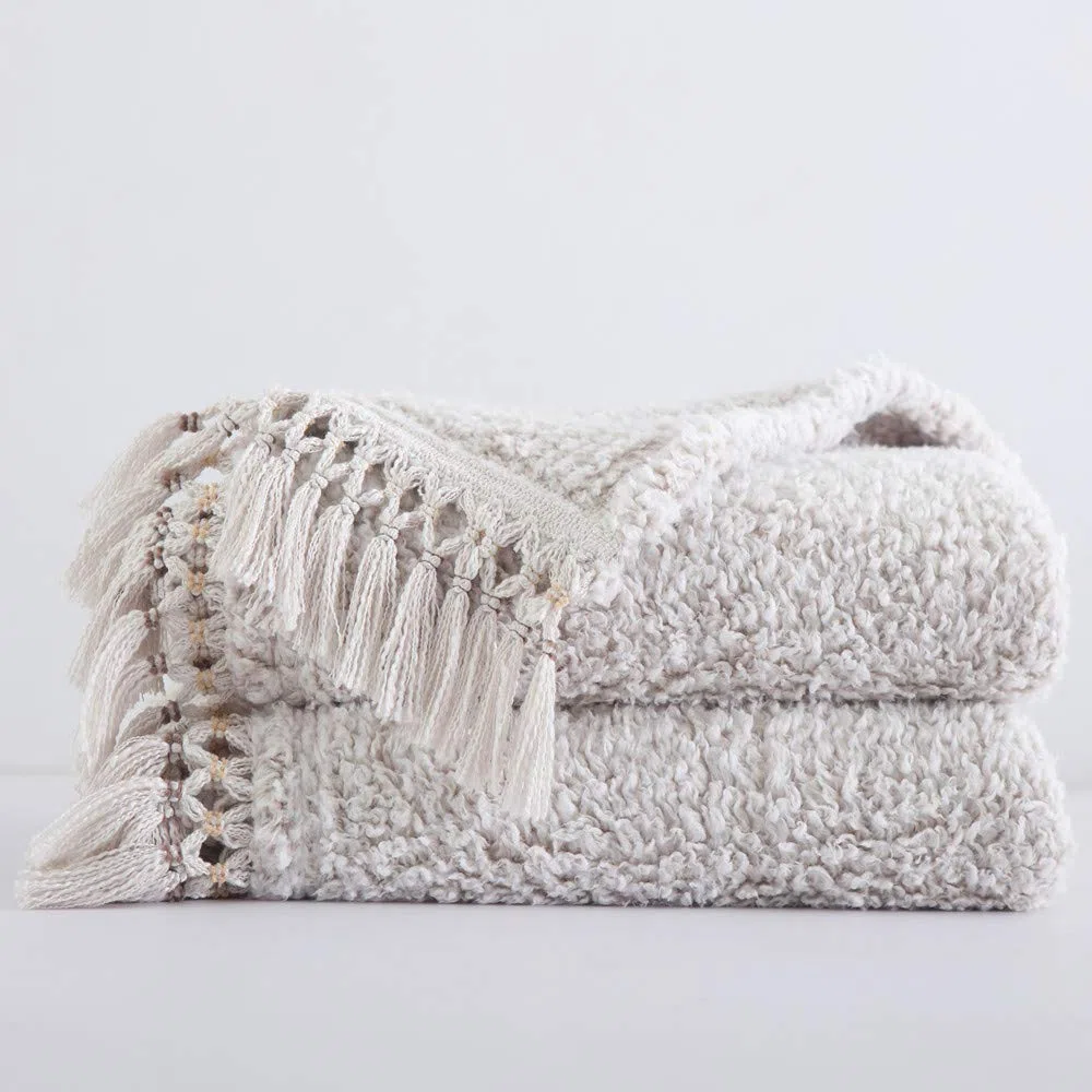Ultra weiche, gemütliche Sherpa-Überwurfdecke, leicht, warm, dekorative Überwurfdecke mit Quaste, 2 Farbtöne, Ombre Dusty Brown Muster, wendbare Decke im Boho-Stil, für Sofa, Reisen, 152 x 203 cm