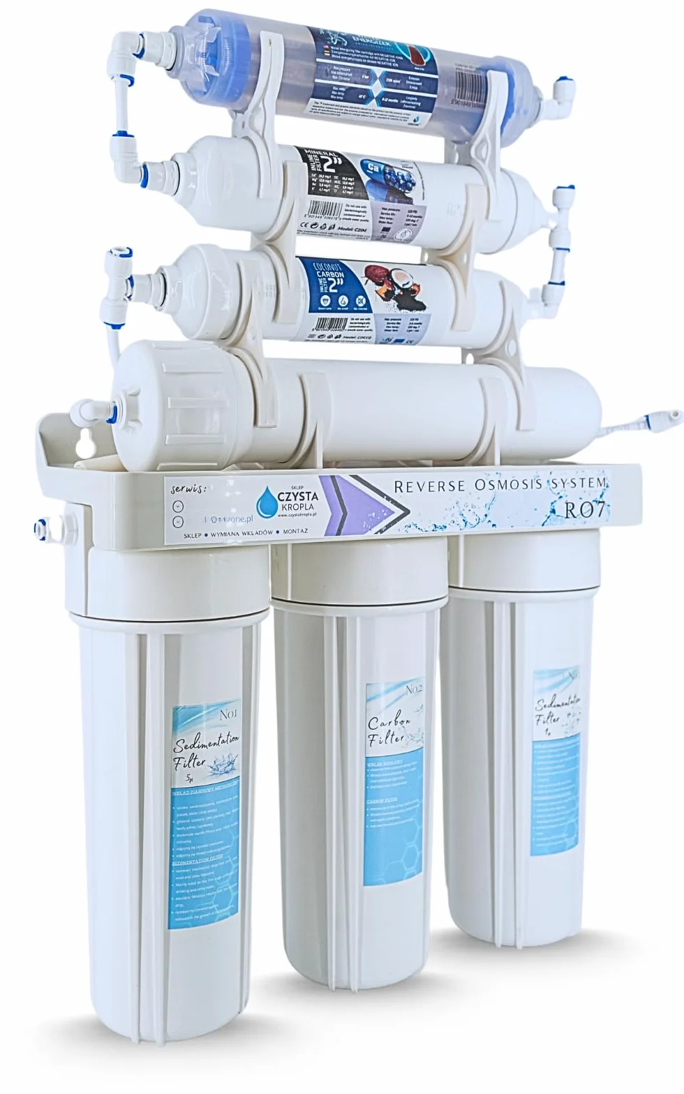 Czysta Kropla 7-Stufen Umkehrosmose Wasserfilter mit Mineralisierung Ionisator und 12 Liter Tank Untertisch Trinkwasserfilter RO7