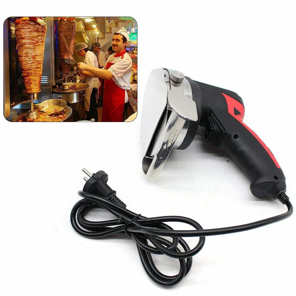 Leistungsstarke Dönerschneider Dönermesser Kebab Schneider | Edelstahl | Anpassbare Schnittstärke 1-8mm | Tragbar & Ergonomisch | Extra Klinge