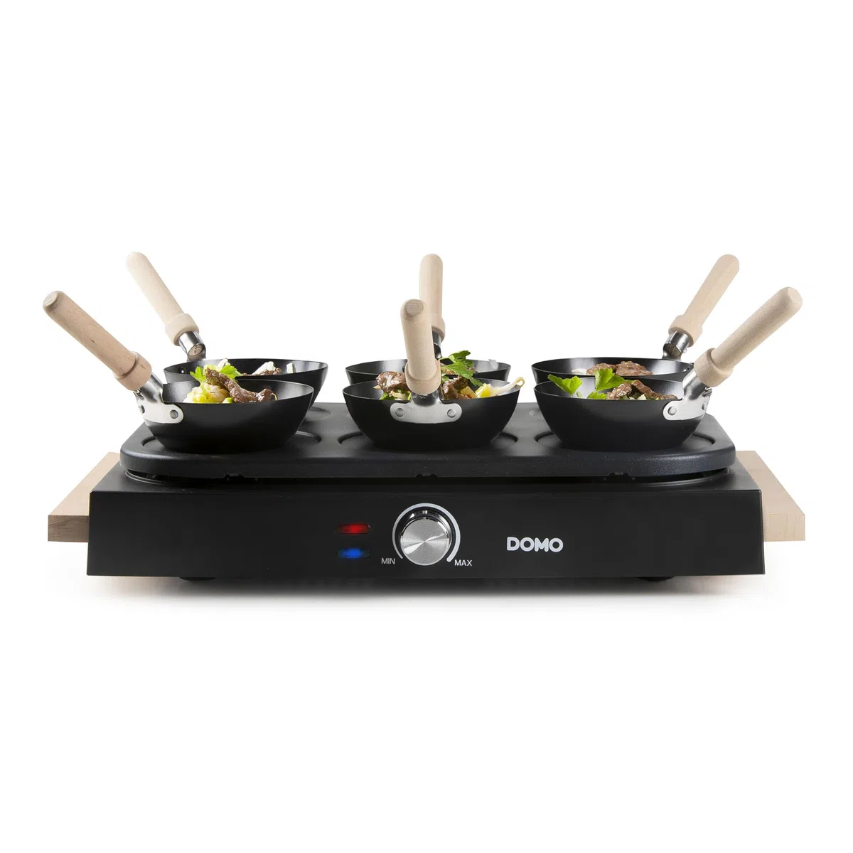 DOMO DO8719W Gourmet-Set Wok-Set/Pancake- Holzdesign - 6 Personen