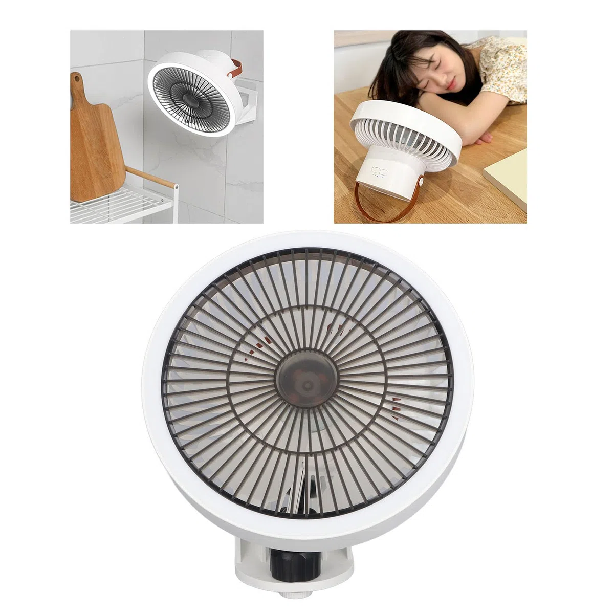 Tnfeeon Tragbarer, an der Wand Montierter, Oszillierender Ventilator, Kleiner Wandventilator mit Fernbedienung, Nachtlicht, 3 Geschwindigkeiten, Leiser Tischventilator für Wohnzimmer,