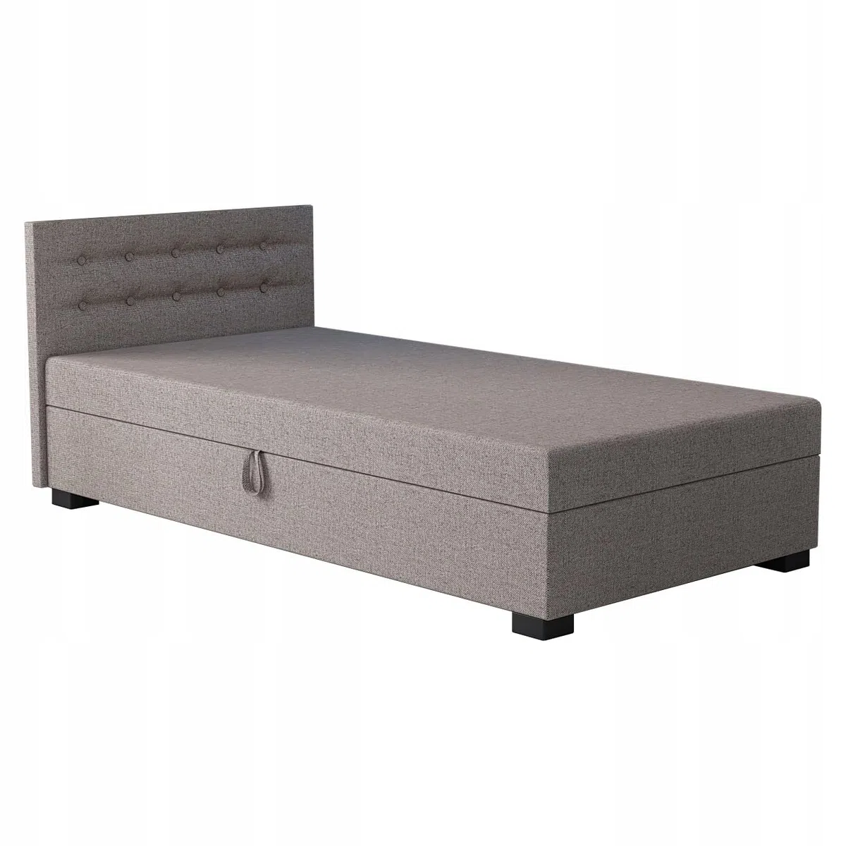 Boxspringbett Olaf 80x200x38 cm mit Schaumstoff Matratze, Bett mit Matratze, Polsterbett mit Bettkasten, Gepolstertes Einzel Bett, Schlafsofa - Biskuitbeige