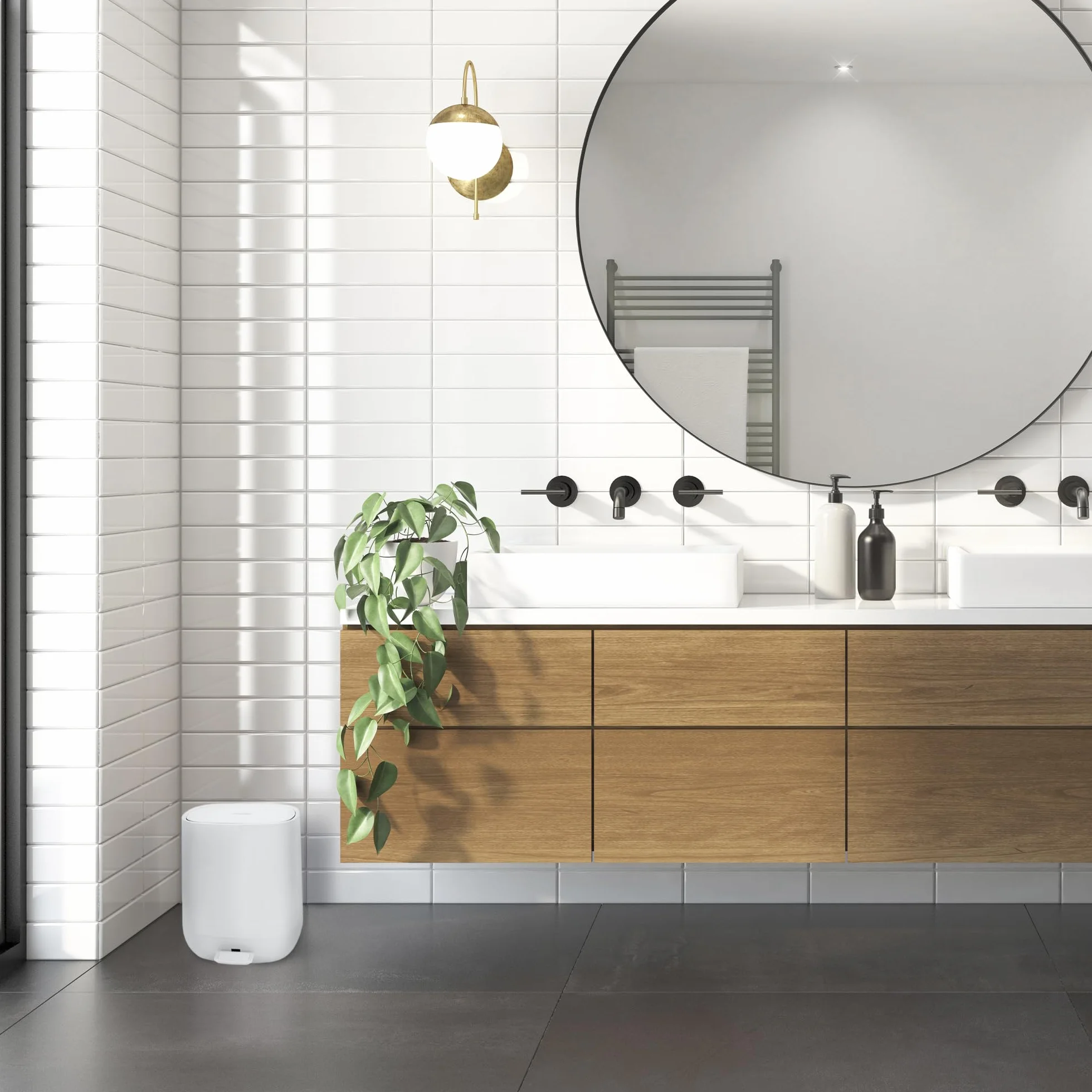 YourCasa Mülleimer Bad [5L] - Elegantes Design - Badeimer - Kosmetikeimer Badezimmer Klein - Badmülleimer mit Deckel und Softclose – Abfalleimer Toilette WC - herausnehmbaren Inneneimer (Weiss)