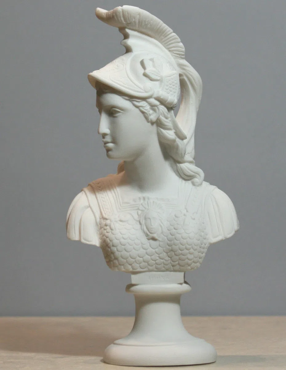 greekartshop Generic Athene Göttin der Weisheit Athena Minerva Büste Gussmarmor Statue Skulptur 25 cm