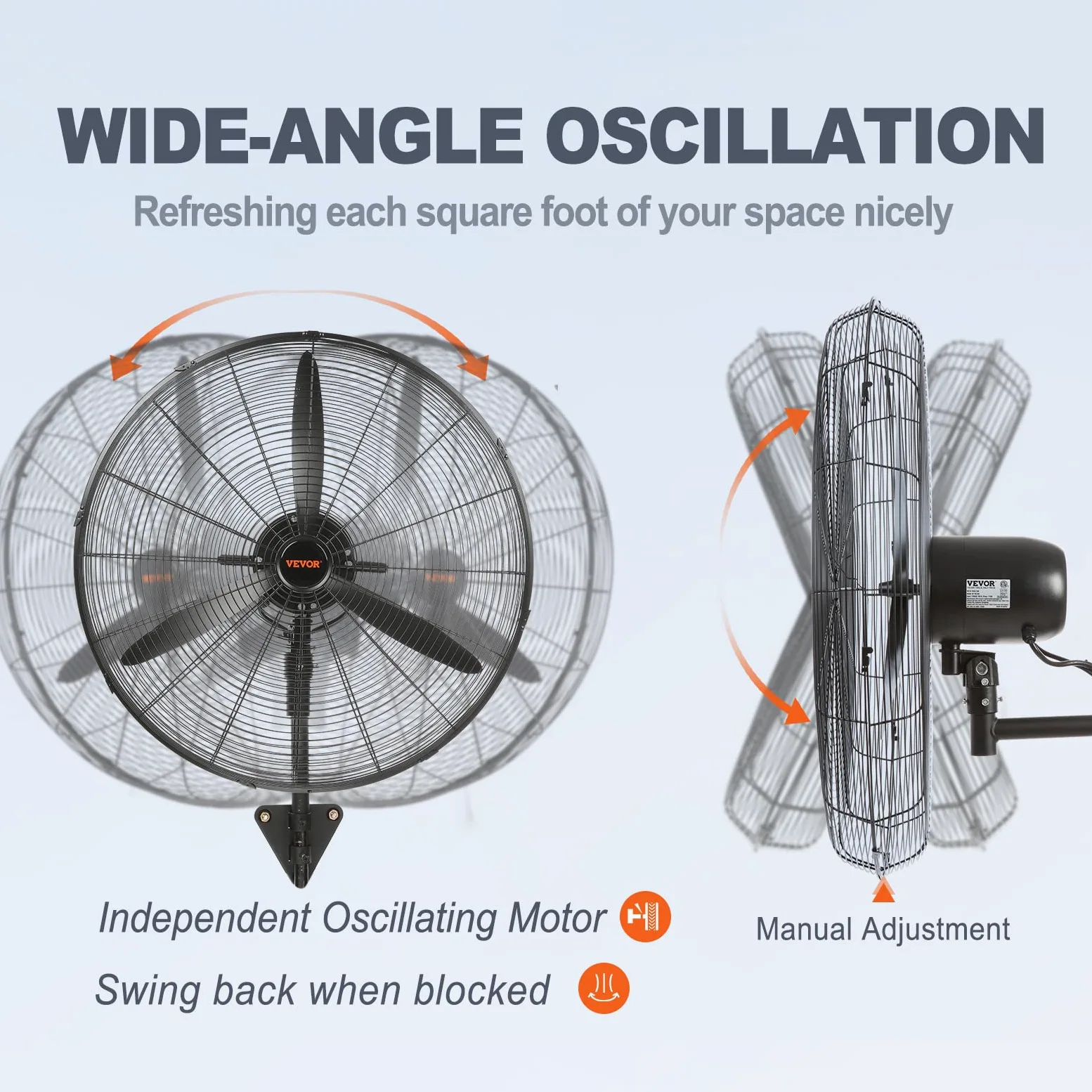 VEVOR Nebelventilator, 74,9 cm, wasserdichter Industrieventilator, 3 Geschwindigkeiten, 9500 CFM, gewerblicher oder privater Ventilator zur Kühlung von Lagerhäusern, Gewächshäusern, Werkstätten