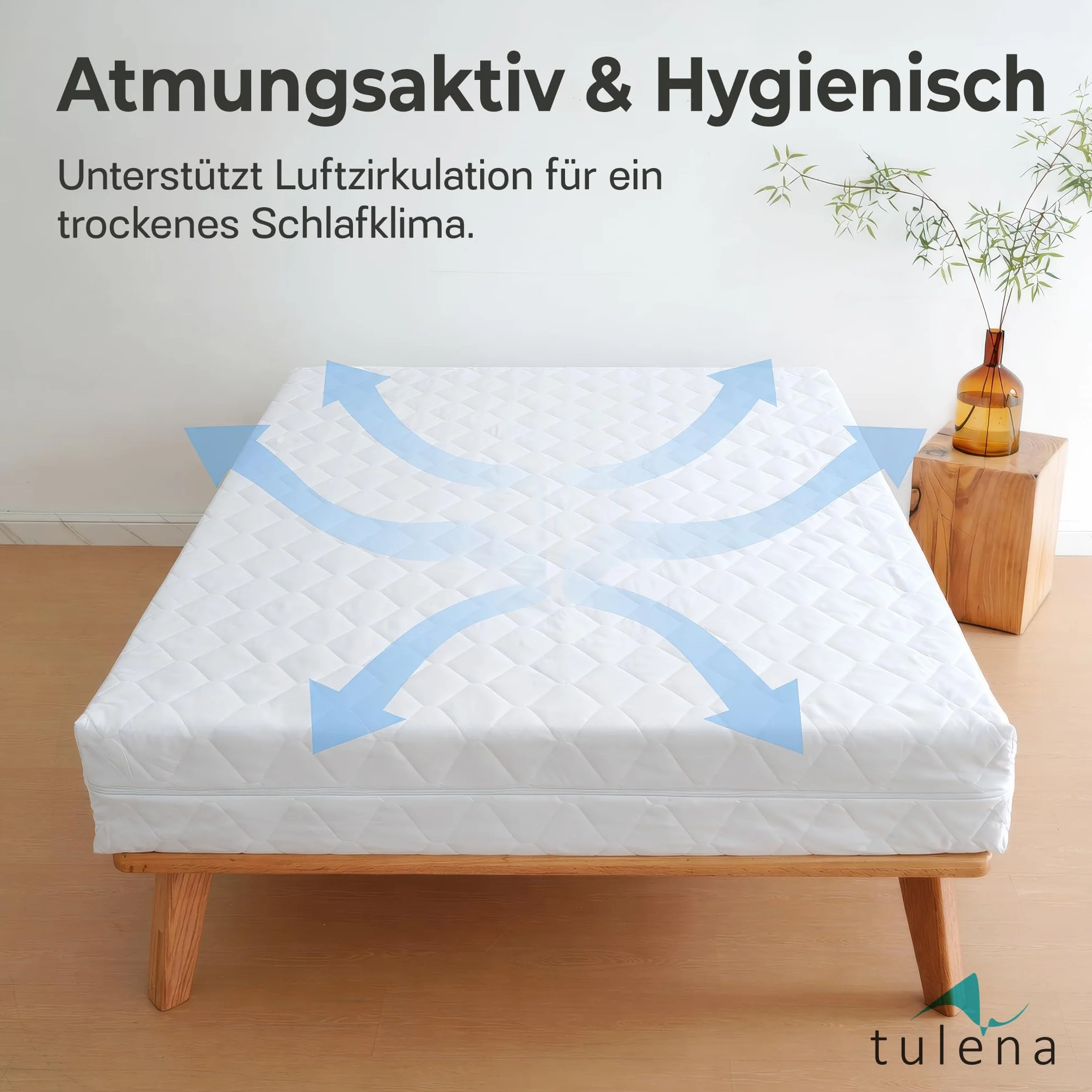 TULENA Matratzenbezug 90x200 cm Matratzenschoner mit Reißverschluss | angenehm weich, gut verarbeitet | als Ersatz Bezug | beide Seiten versteppt Doppeltuch