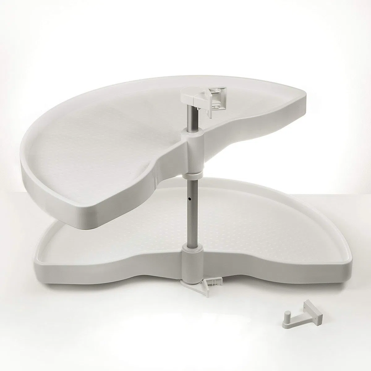 Eckschrankdrehbeschlag 1/2-Kreis Drehbeschlag 1000er Halbkreisboden mit weißen Drehböden belastbar bis 20 Kg pro Boden für 100er Eckschrank von SO-TECH® - Made in Germany