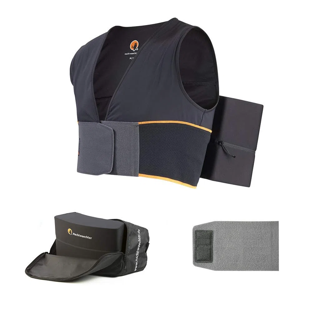 Nachtwaechter Anti-Schnarch Set Schlafweste Klettverlängerung Reisetasche Gr. L/XL
