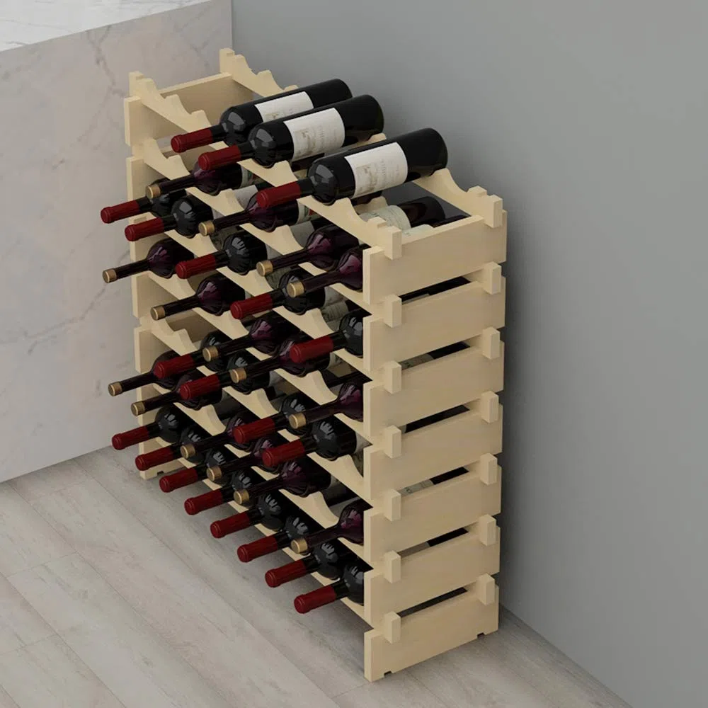 sogesfurniture Weinregal Flaschenregal mit 6 Ebenen für 48 Flaschen Wein Holzregal Weinhalter Weinständer Flaschenständer für Küche, Esszimmer, Bar, 90x30x81cm, BHEU-BY-WS6848M