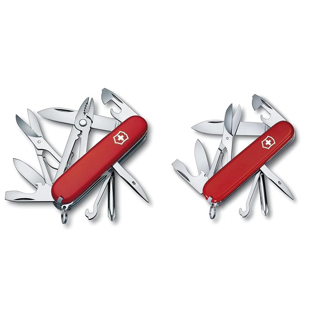 Victorinox Schweizer Taschenmesser, Deluxe Tinker, Multitool, 17 Funktionen, Klinge, gross, Dosenöffner, Schraubendreher 3 mm, Rot