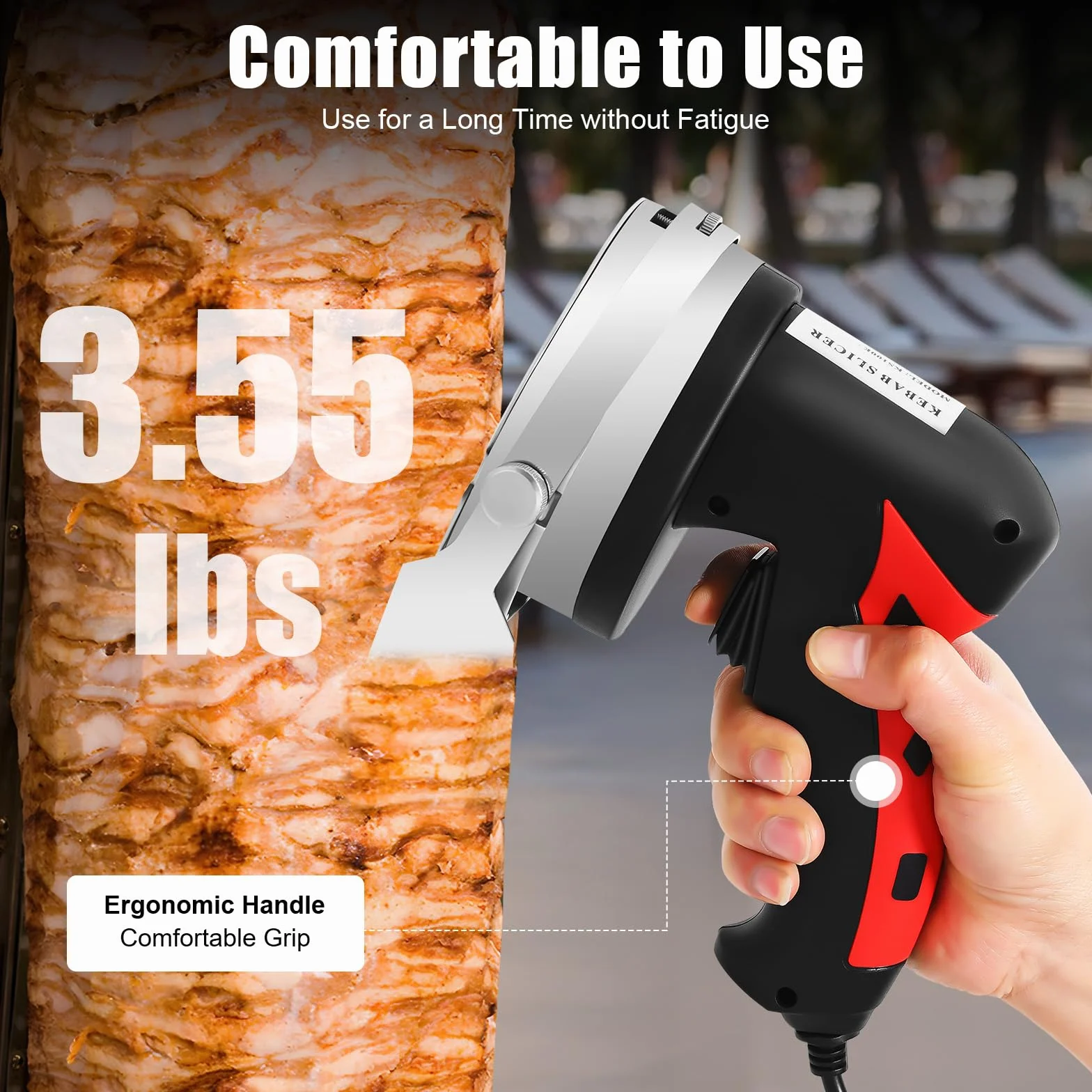 SHZICMY Dönermesser, Elektrisches Kebabschneider 80W Profi Schneidemesser Edelstahl Gyrosmesser für Döner und Gyros