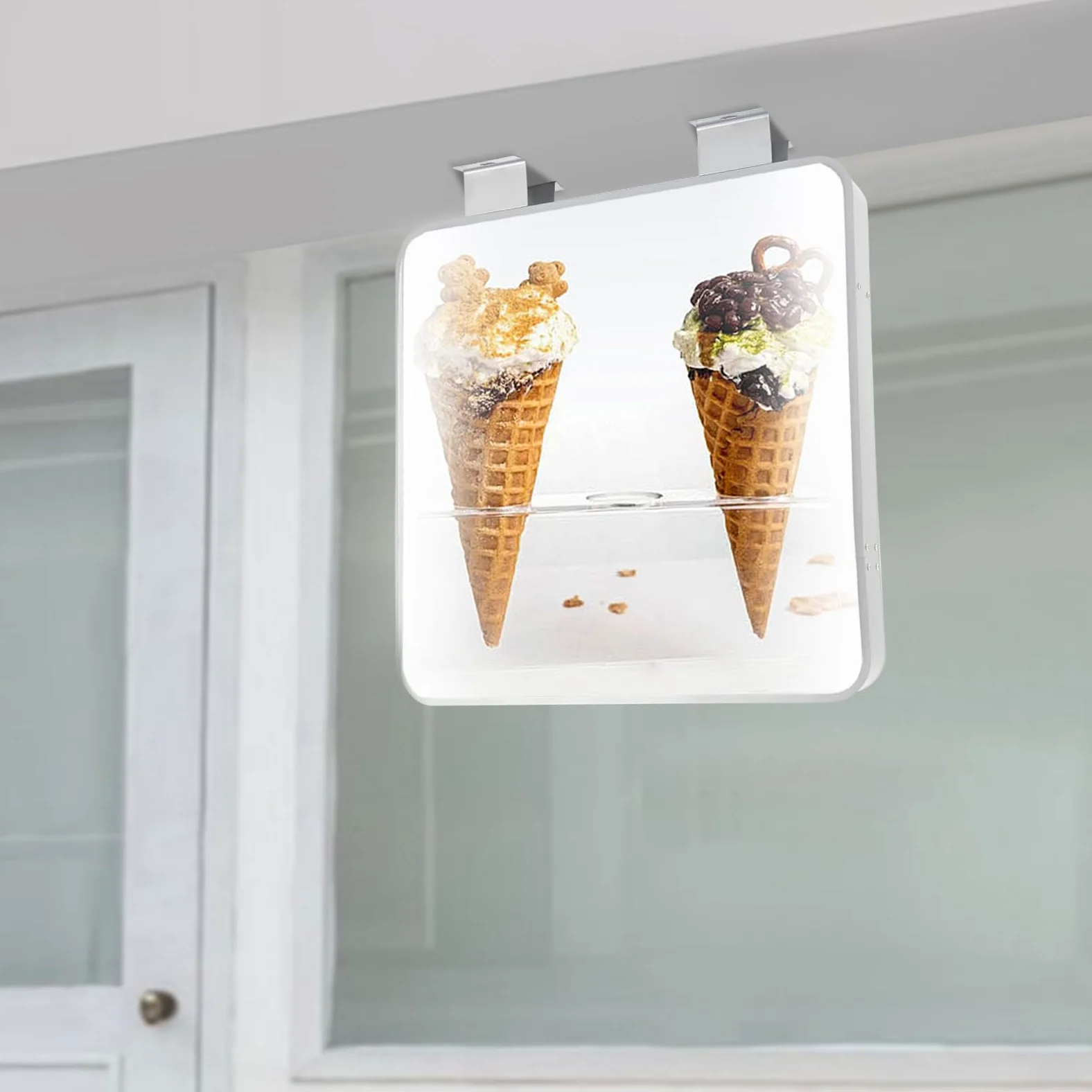 Doppelseitiger LED-Leuchtkasten 60x60cm – 1600lm, IP65 Wasserdicht, 10000K, Lichtwerbung Schild mit Stromanschluss – Lichtbox Werbung für Außenbereich Geschäft Laden Wandmontage