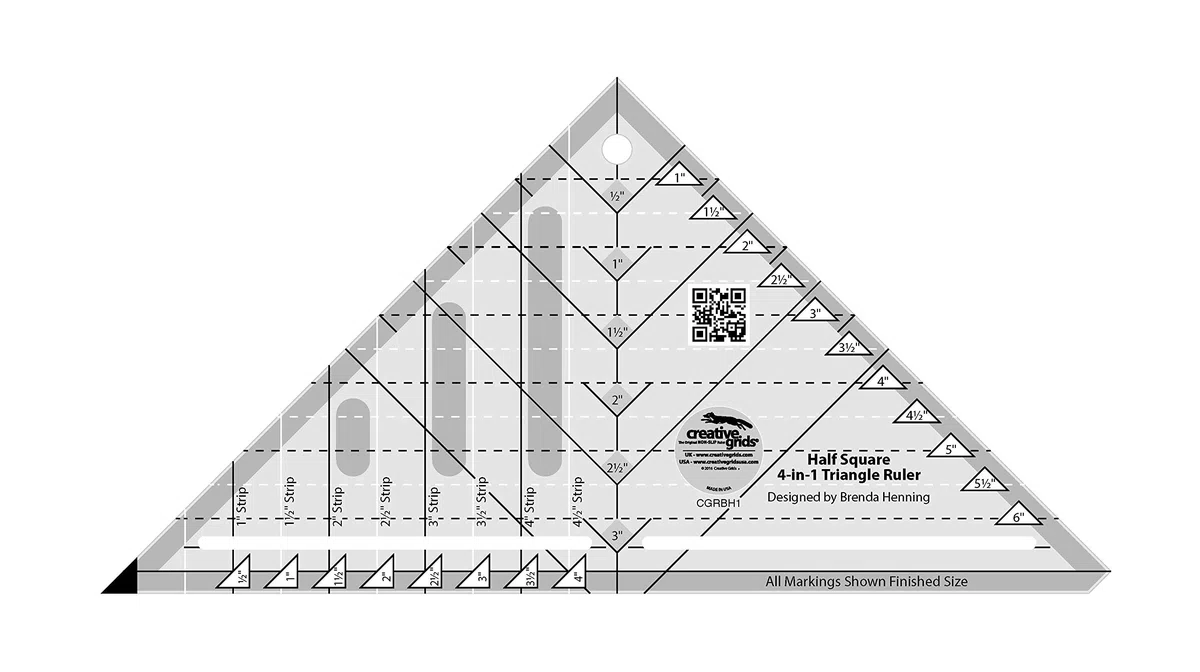 Creative Grids Half Square 4-in-1 Triangle Quilting Ruler by Creative Grids