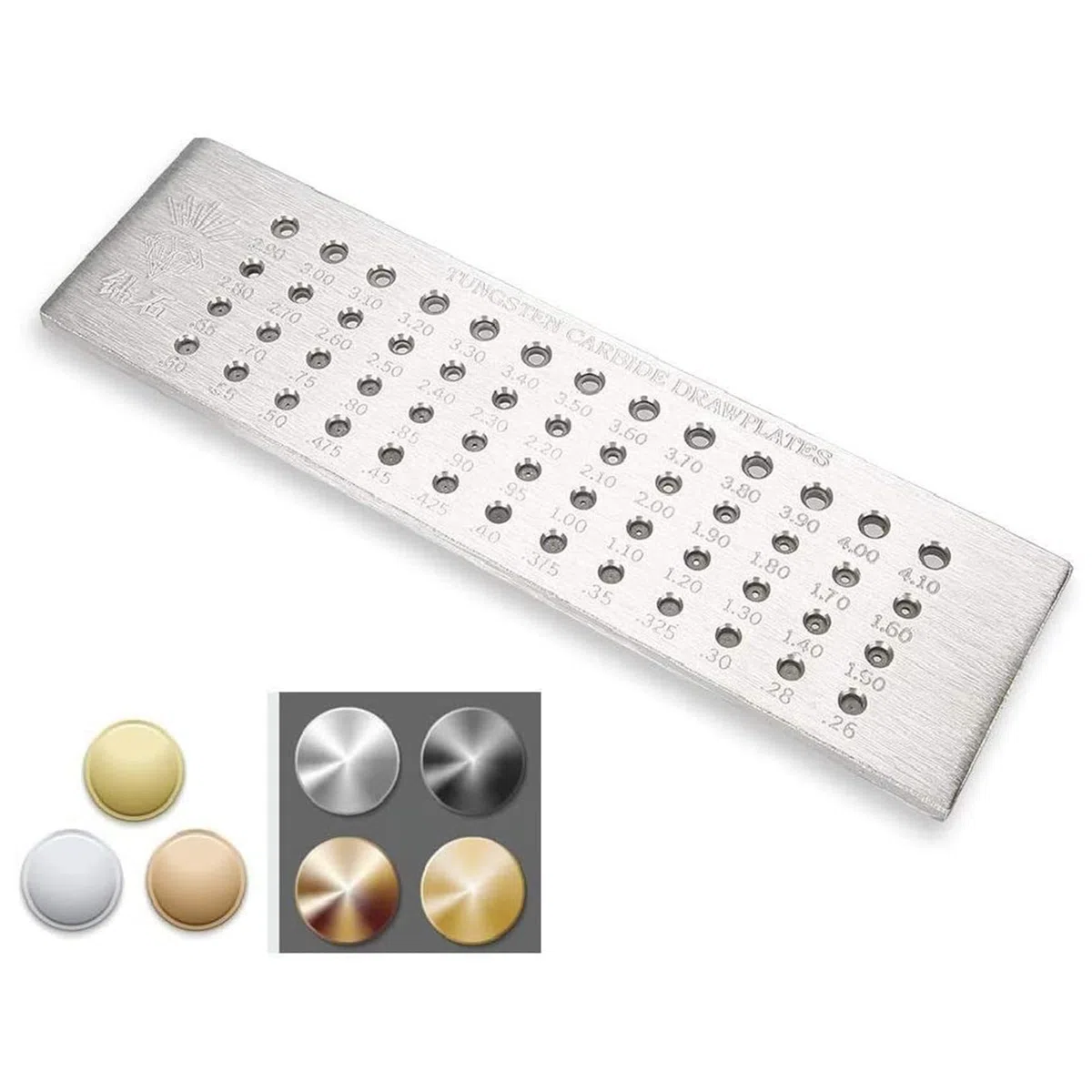 GebüRstete Platte Aus Wolframcarbid für die Wiederherstellung der Schmuck Herstellung - 52 Runde LöCher - 0,26 Bis 4,10 Mm GebüRstete Platte