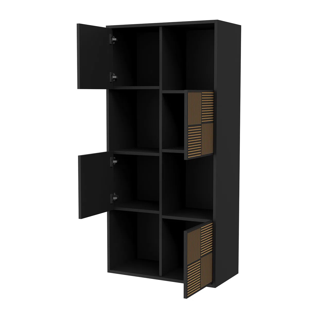 Würfelregal Bücherschrank mit 8 Fächer, Schwarz Bücherregal Raumteiler Regal für Wohnzimmer,Büro,Kinderzimmer, MDF Holz,Horizontal oder Vertikal