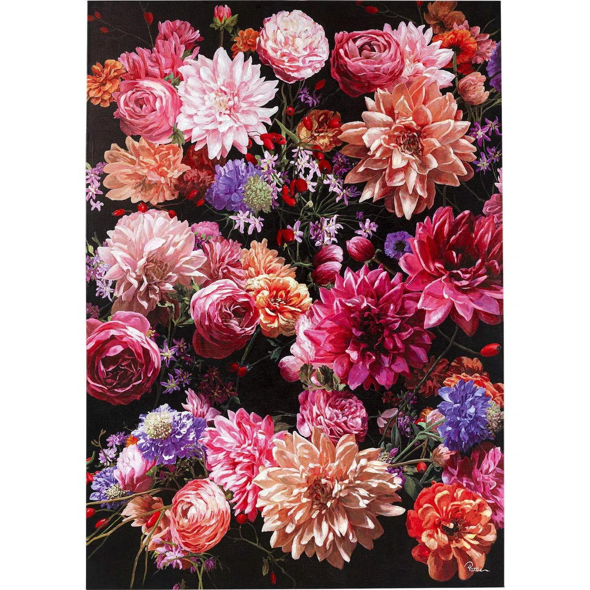 Kare Design Bild Touched Flower Bouquet, Pink, Baumwollleinwand, Massivholz Rahmen, 200x140x3,5cm
