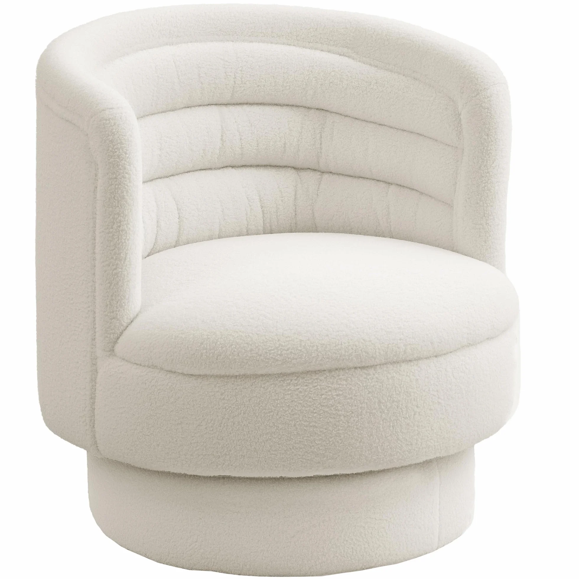 HOMCOM Sessel Wohnzimmer Drehbarer Relaxsessel mit Armlehnen, Loungesessel Lesesessel mit Sherpa-Optik, Polstersessel für Schlafzimmer Cremeweiß