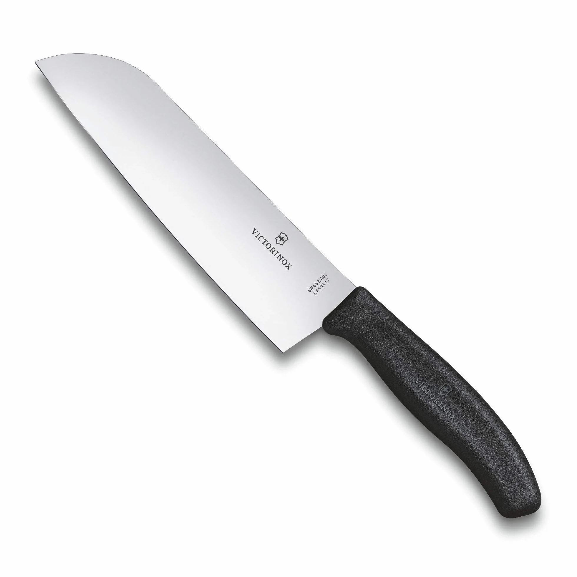 Victorinox Swiss Classic, Santokumesser, Küchenmesser, Gerader Schliff, Extra Scharfe Klinge, Spülmaschinengeeignet, Rostfreier Stahl, Schwarz