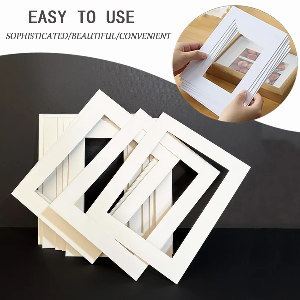 20 Stück Passepartout, 1 mm Weiß Passepartout 2 Größen Bild-Fotorahmen-Halterungen Matten Bild Foto Rahmen Halterungen Matten für Zuhause, Studio, Kunstwerke, Gemälde, Fotoarbeiten