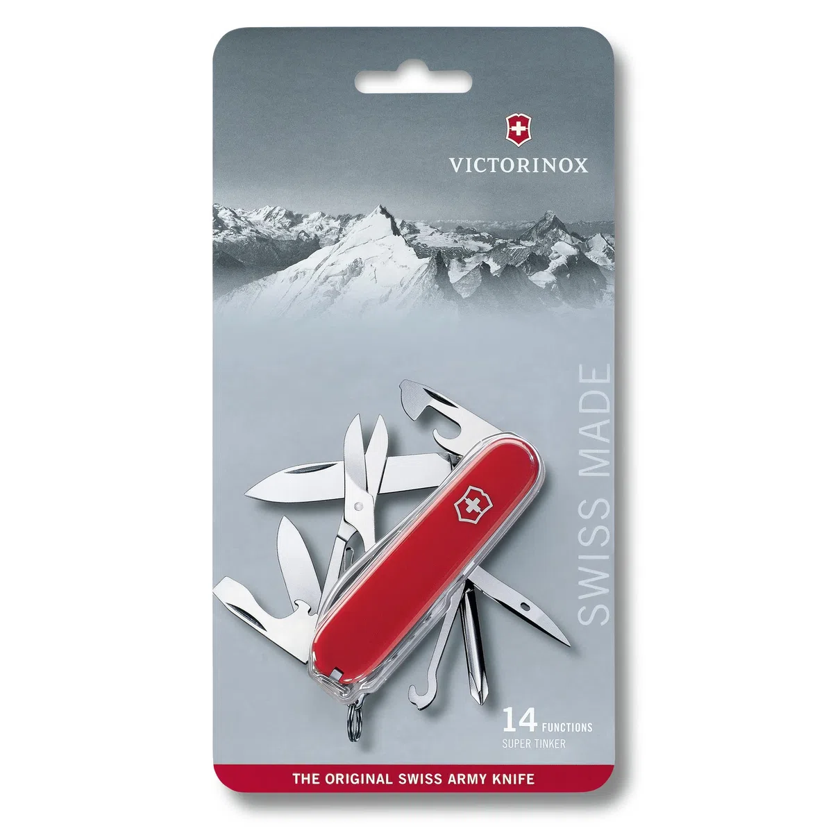 Victorinox Schweizer Taschenmesser, Deluxe Tinker, Multitool, 17 Funktionen, Klinge, gross, Dosenöffner, Schraubendreher 3 mm, Rot
