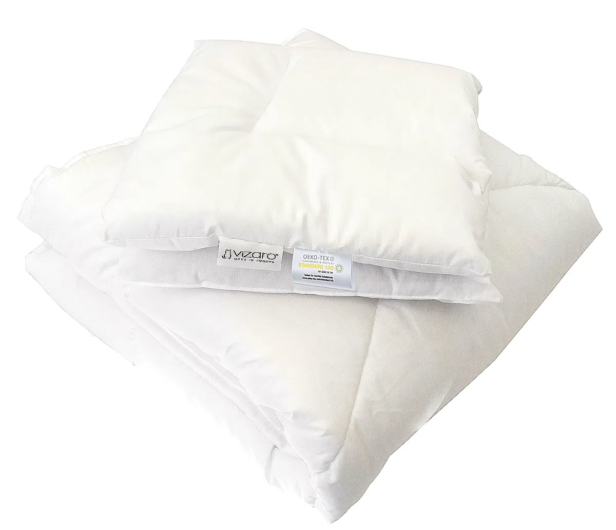 Vizaro - Steppdecke - Bettdecke + Kissen 300gr - KINDERWIEGE 60X120cm - 100% Reine Baumwolle - Winter- Öko-Tex 100 Zertifiziert - Antiallergisch - Messungen 90x120cm,30x60cm - Made in EU