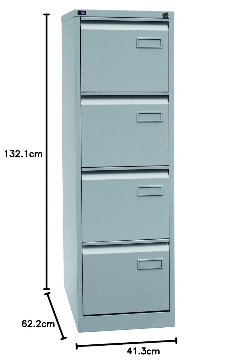 BISLEY Light Hängeregistraturschrank, einbahnig, DIN A4, 4 HR-Schubladen, 100 Prozent Schubladenauszug, Metall, 645 Lichtgrau, 62.2 x 41.3 x 132.1 cm