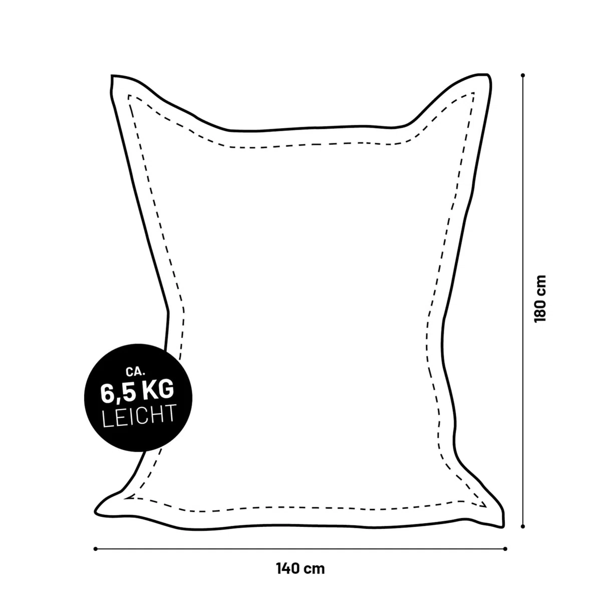 Lumaland Riesen-Sitzsack XXL 140x180 cm | Wasserfestes Indoor & Outdoor Liegekissen mit über 3 Mio. anpassungsfähigen EPS-Perlen | Bean Bag mit waschbarem Bezug [Anthrazit]
