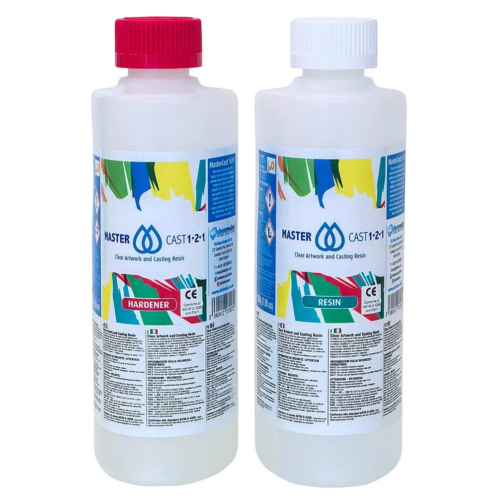 MASTERCAST 1-2-1 Epoxidharz mit Härter Set zum Gießen 400 g für Fluid-Painting | glasklar und UV stabilisiert | Clear Epoxy Casting Pouring Resin | 2K Gießharz farblos für DIY Kunst Leinwand Holz Glas