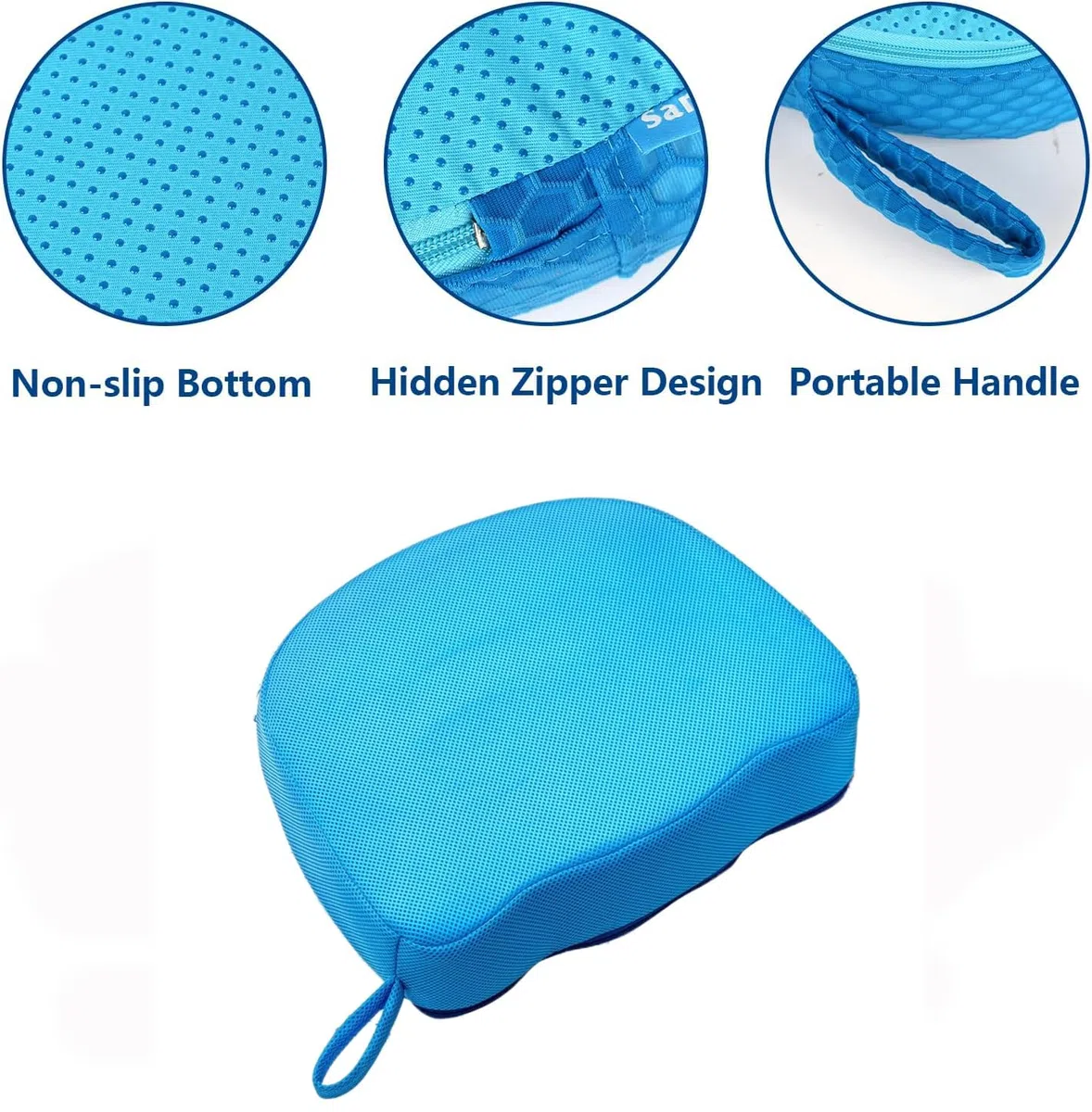 Whirlpool-Sitzerhöhung,3D-Luftnetz, tauchfähig, beschwertes Spa-Kissen mit rutschfestem Mikro-Punkt-Boden für Drinnen oder Draußen, 38 x 30 x 13 cm (Blau)