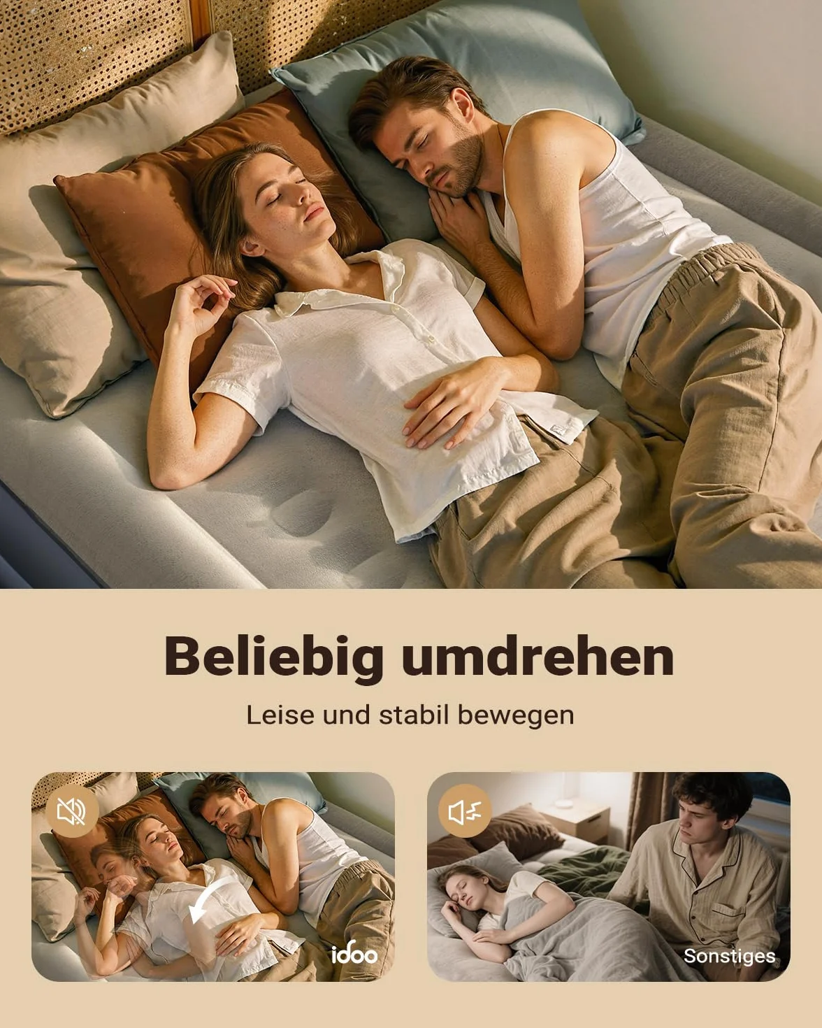 iDOO Luftmatratze Selbstaufblasend, Luftbett 2 Personen, Aufblasbare Matratze, Gästebett mit Elektrischer Luftpumpe, Aufblasbares Bett Schnelles in 3 Minuten Aufblasen für Camping 152x203x46cm