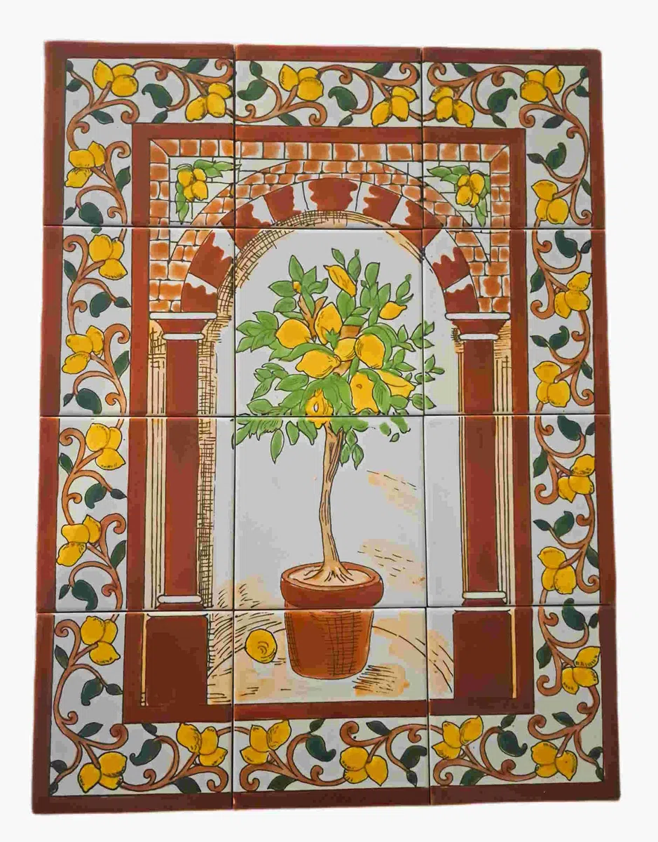 Handbemalte Azulejos 45x60 cm – Mediterranes Fliesenbild Wandfliesen | Handbemalt, Orientlisches Design, Hitzebeständig, Robust.