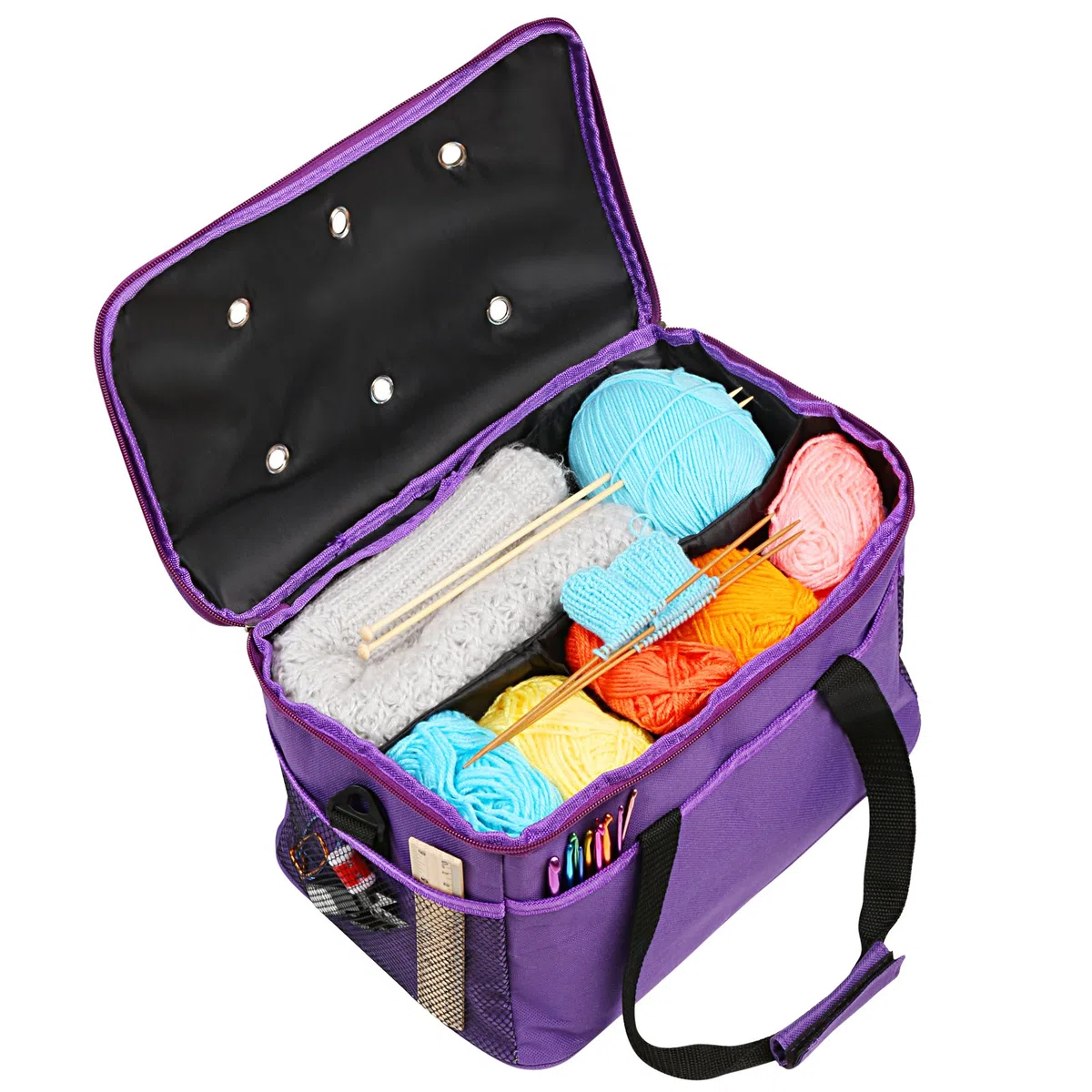 LEMESO STRICKTASCHE ZUR AUFBEWAHRUNG VON Wolle Aufbewahrungstasche für Wolle Stricknadeln Häkelnadeln Set Zubehör zum Transportieren von Strick-/Häkeln