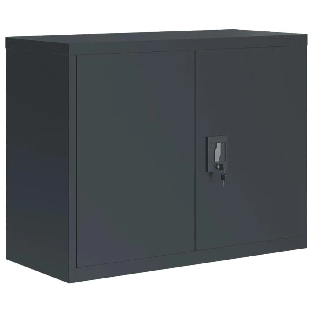 vidaXL Aktenschrank, Büroschrank mit Einlegeboden, Abschließbar Metallschrank Schrank mit Türen, Aufbewahrungsschrank Büromöbel, Anthrazit Stahl