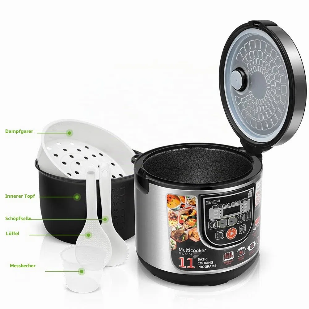 Multikocher FORME Elektrischer Reiskocher mit 11 Programmen 5L 860W LED panel Zeitsteuerung Warmhaltefunktion Multicooker