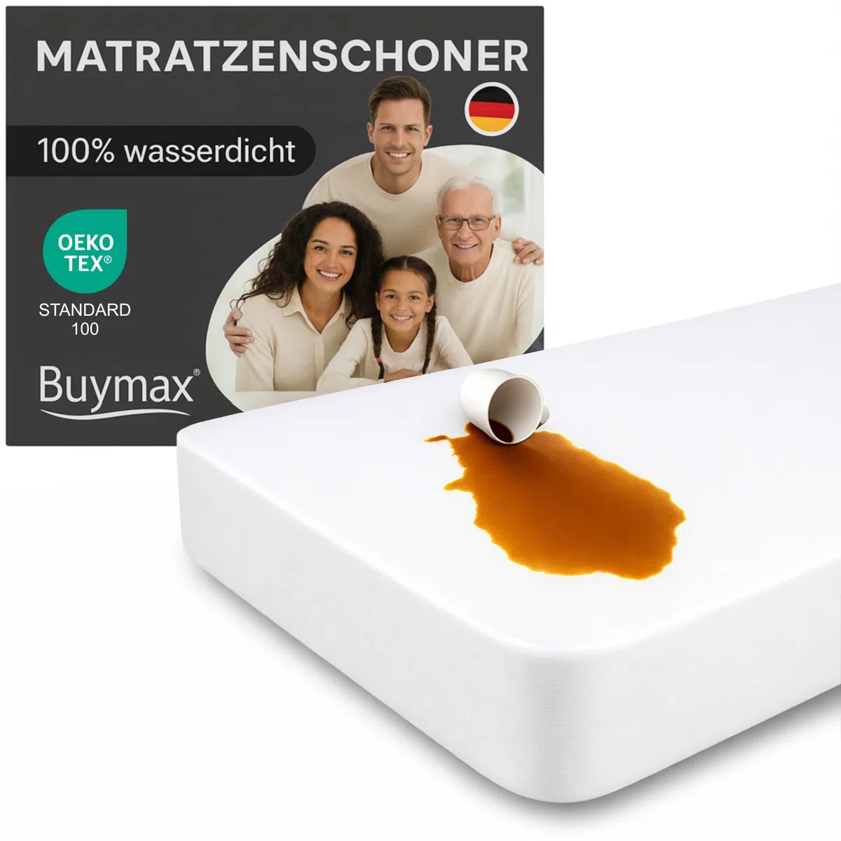 Buymax Matratzenschoner 90x200 cm Wasserdicht, 2er-Set, wasserdichte Spannbettlaken ohne Knistern, Inkontinenzauflage Rundumgummi Atmungsaktiv Rundumbezug Anti-Milben Bezug waschbar