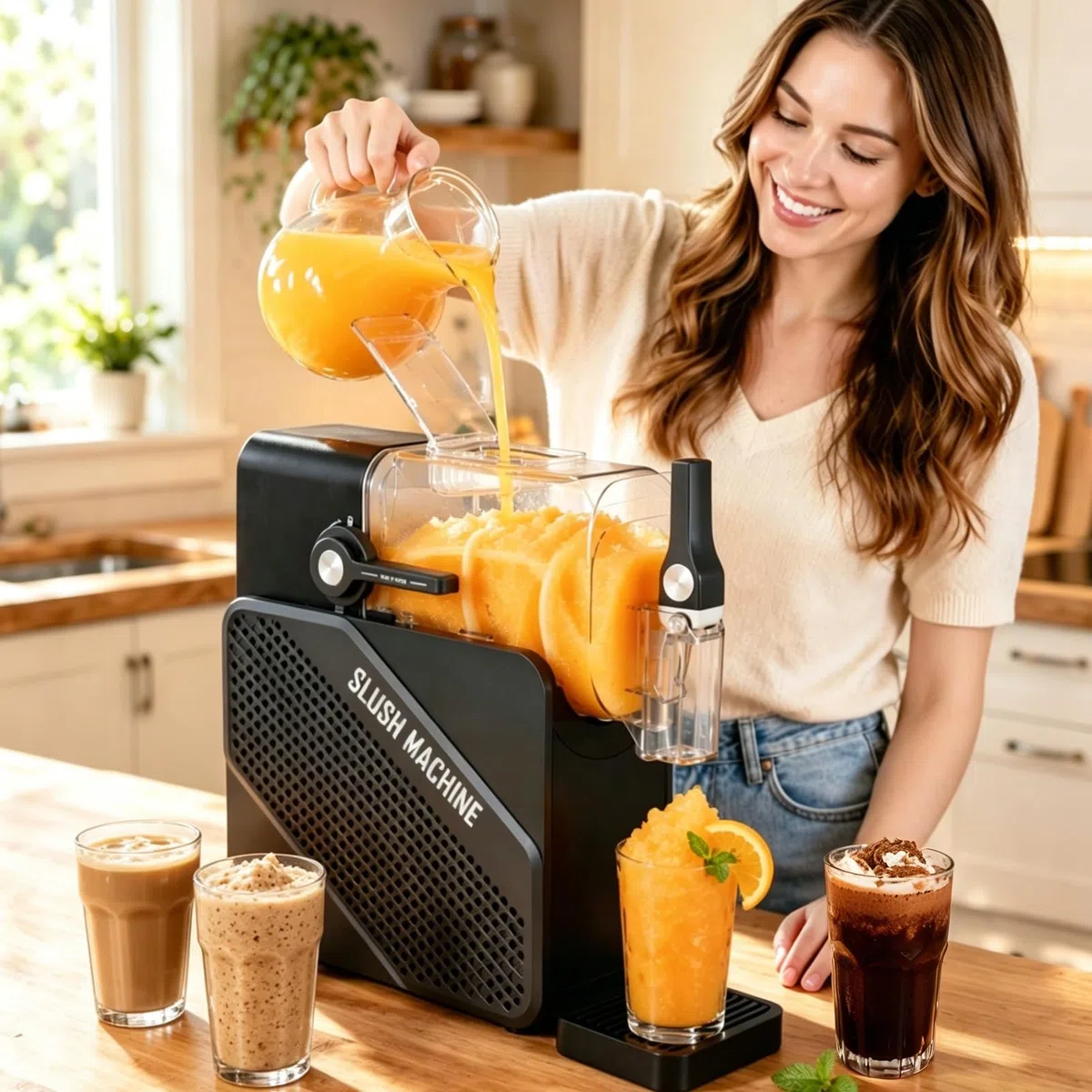 Slush-Maschine, 2,5 Liter, für gefrorene Getränke, Frappés und Milchshakes, 5 voreingestellte Programme, selbstreinigend