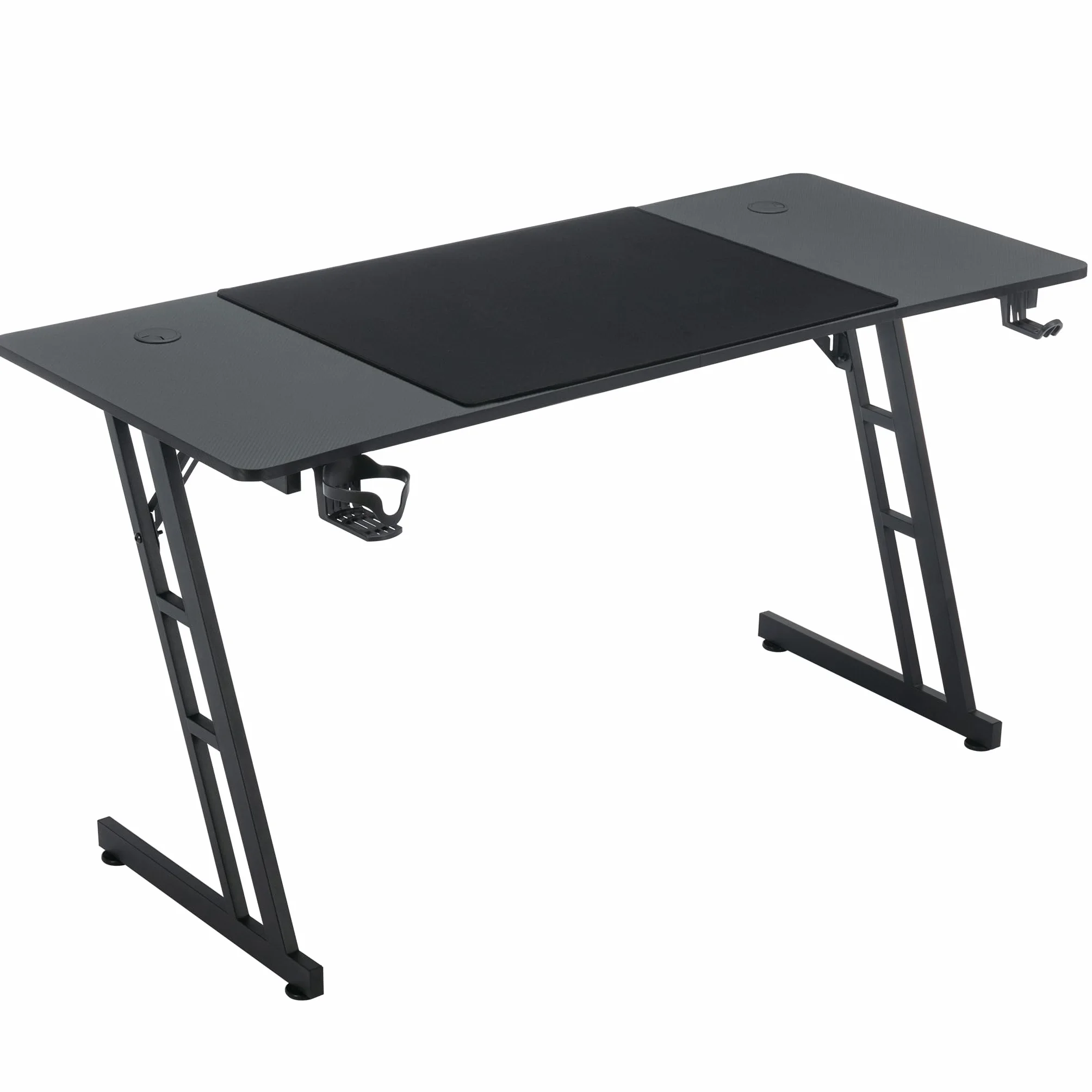 Gaming Tisch Schreibtisch 120x60cm Computertisch mit Kopfhörerhaken und Getränkehalter, Stabiles Z-Gestell Zocker Tisch zum Home Office(Typ A, Keine LED)