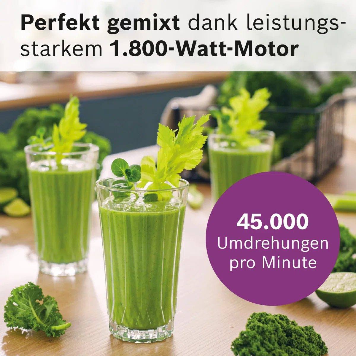 Bosch Hochleistungsmixer, Smoothie Maker, 1800W, 45.000 U-min, Programme für heiße Suppe & Reinigung, 2L, spülmaschinenfeste Teile, Made in Europe, schwarz, VitaPower Serie 6 MMB6652B