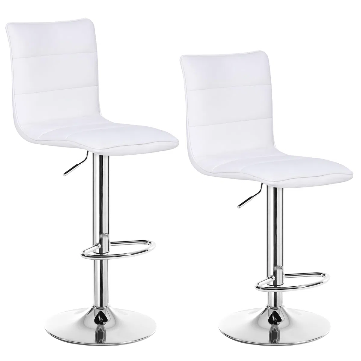 WOLTU Barhocker 2er Set, Hocker Höhenverstellbar mit Armlehnen und Fußstütze, Barstühle für Küchen, Bar, Esszimmer, gut gepolsterte Sitzfläche, aus Kunstleder Verchromter Stahl, weiß