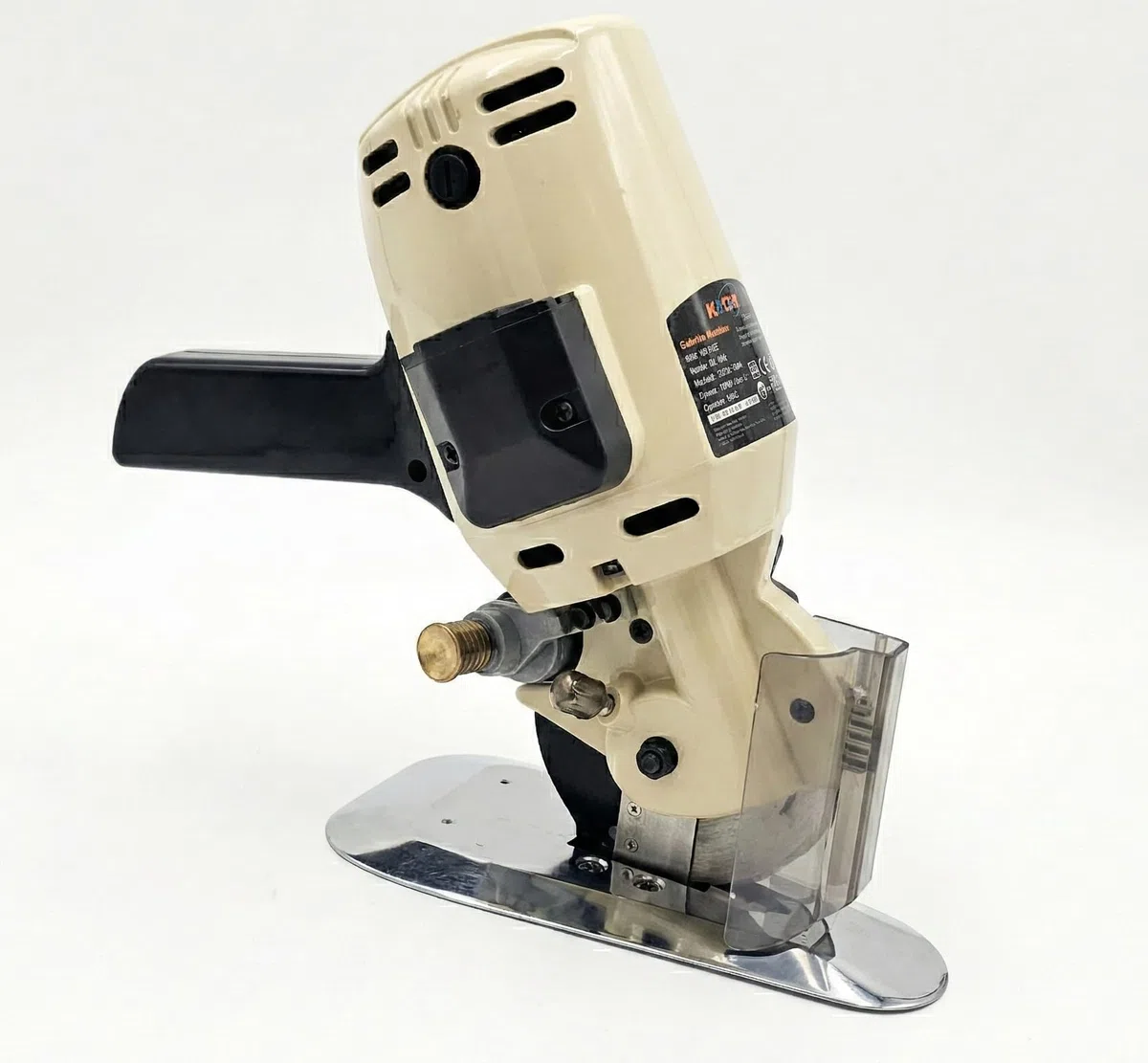 KATSU Elektrischer Industrieller Stoffschneider 220V 200W, Klingengröße 100mm und 25mm Maximale Schnittdicke, Ideal für Stoff Textil-Lederpapier, mit Ersatzklinge 103915