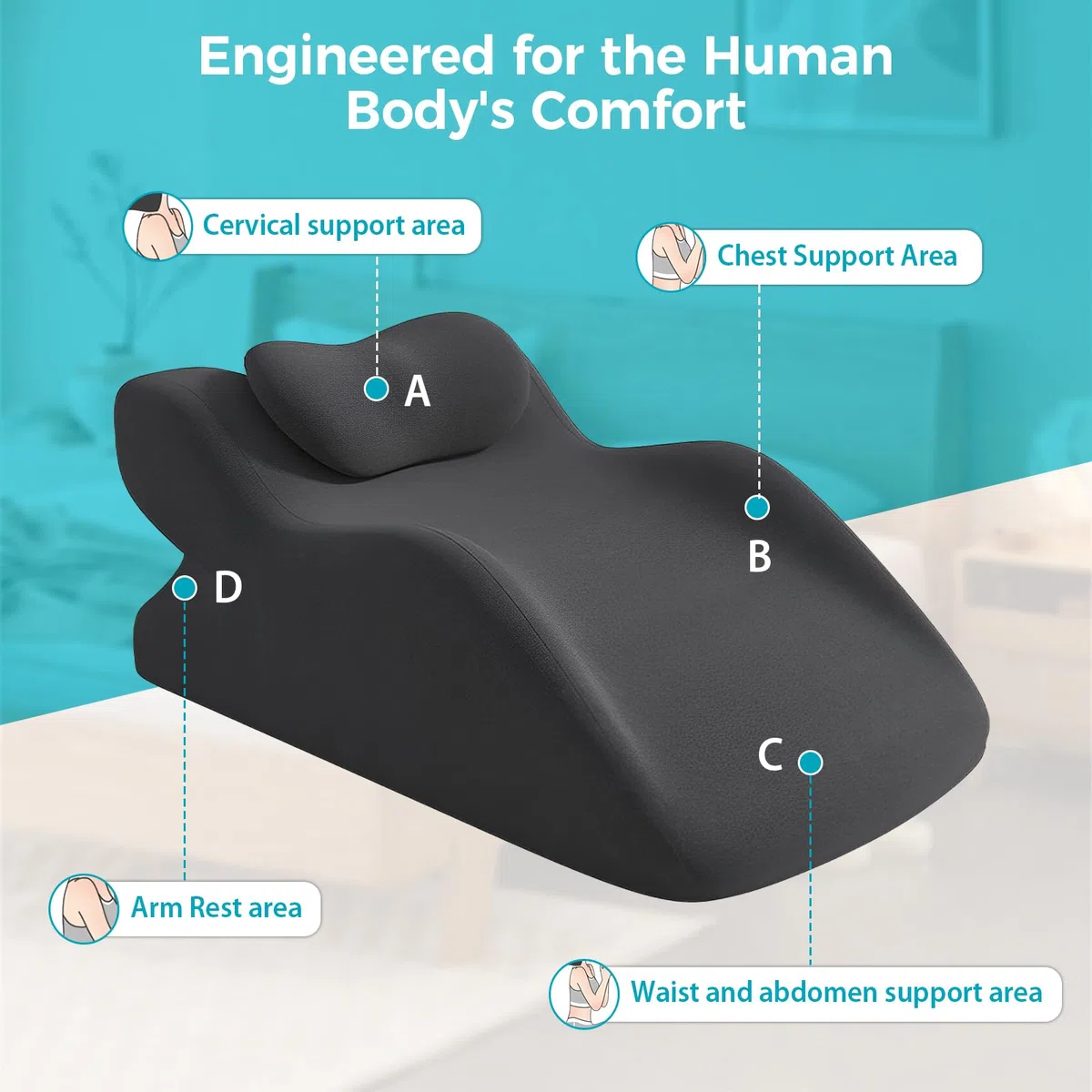 JAOGAUS Lesekissen für Bett und Sofa, Multifunktions Keilkissen Rückenkissen, Ergonomisches Memory Schaum Keilkissen für Rücken Hals Beinstützkissen, für Entspannen, Spielen, Lesen oder Fernsehen