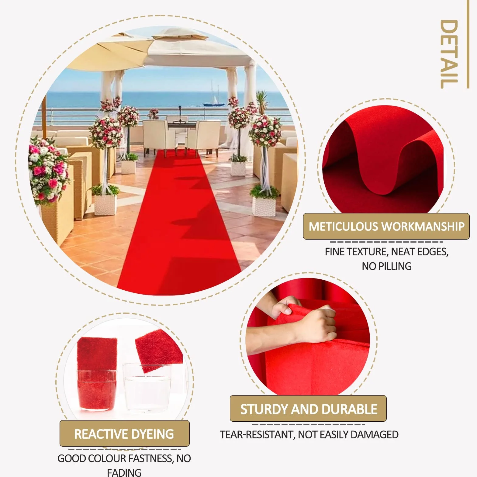 10M 20M 30M Gangläufer-Teppich für Hochzeit, Event-Zeremonie, Gehweg-Teppich, verschleißfester 2-mm-Polyester, roter Läufer, Runway-Teppich, Dekoration, Hochzeit, Kirchenparty, zuschneidbar ( Size : 1