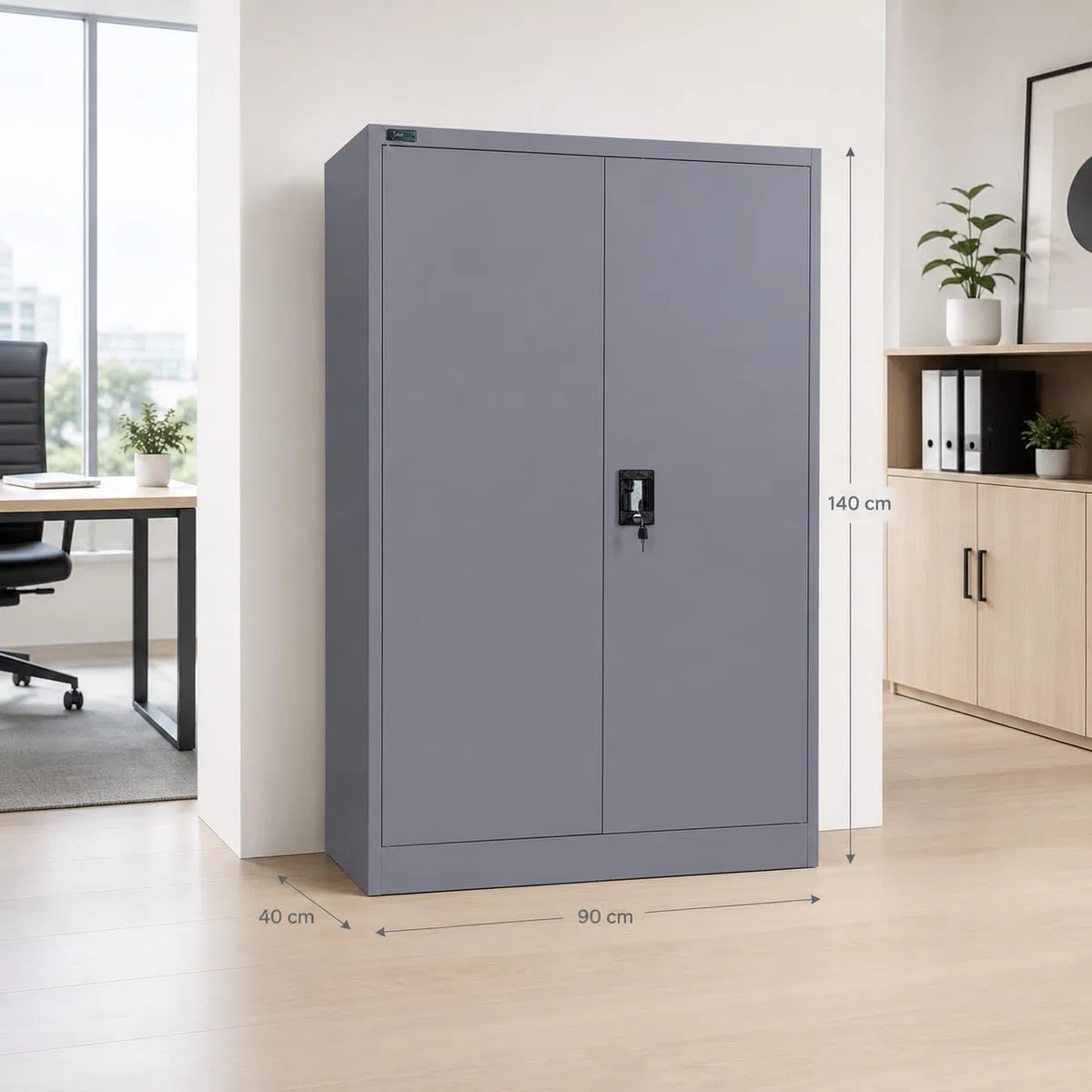 Aktenschrank Mehrzweckschrank Büroschrank abschließbar 40x90x140cm - Lagerschrank Materialschrank Stahlschrank mit 2 Türen - Höhenverstellbarer Einlegeboden Anthrazit
