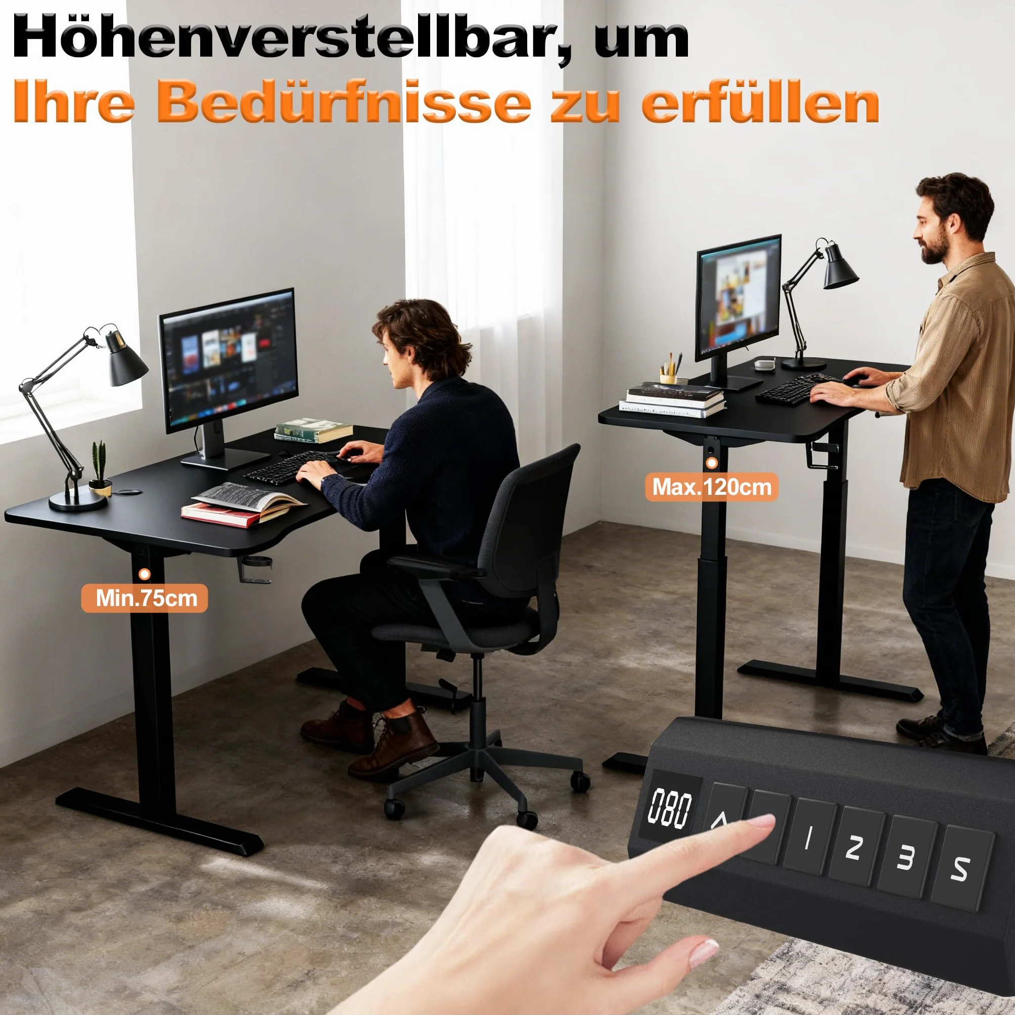 Froadp Höhenverstellbarer Schreibtisch 160x60cm Elektrischer Computertisch mit Memory-Funktion und Type C Ladeanschluss Verstellbarer Tisch Büro- und Gaming-Schreibtisch Schwarz, Tragkraft 80kg