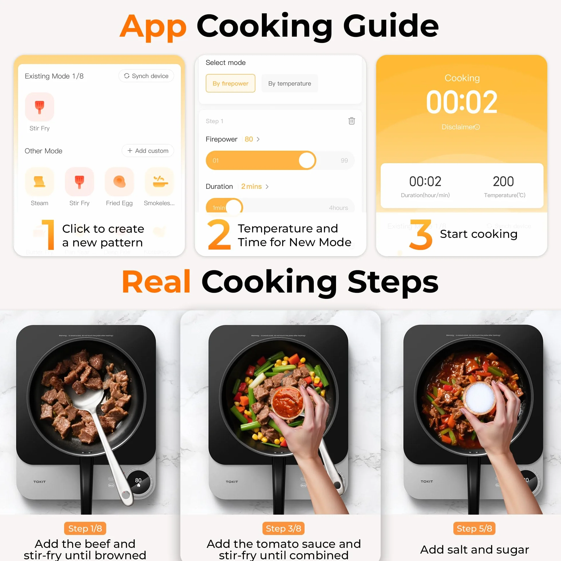 TOKIT Smart Induction Cooker Induktionskochfeld 2100W Einzel Induktionskochplatte tragbar 99 Leistungsstufe mit OLED Display, Timer, 20mm Ultradünn APP Kontrol Temperatursensor