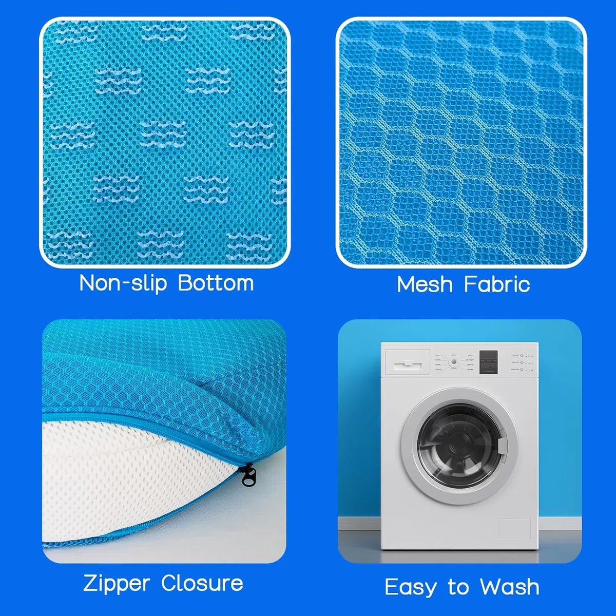 Whirlpool-Sitzerhöhung,3D-Luftnetz, tauchfähig, beschwertes Spa-Kissen mit rutschfestem Mikro-Punkt-Boden für Drinnen oder Draußen, 38 x 30 x 13 cm (Blau)